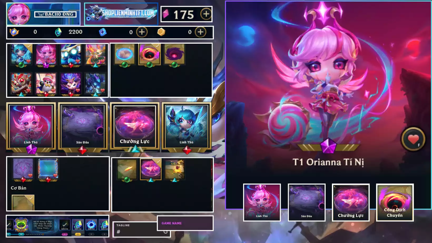 T1 Orianna Tí Nị Kèm Chưởng - Dư 0 Huy Chương - Dư 2200 Pha Lê - 1 Tí Nị Thường - 2 Sàn Đỏ - Chưởng Lực Như Ảnh - Còn Đổi Tên - Rank TFT BK2
